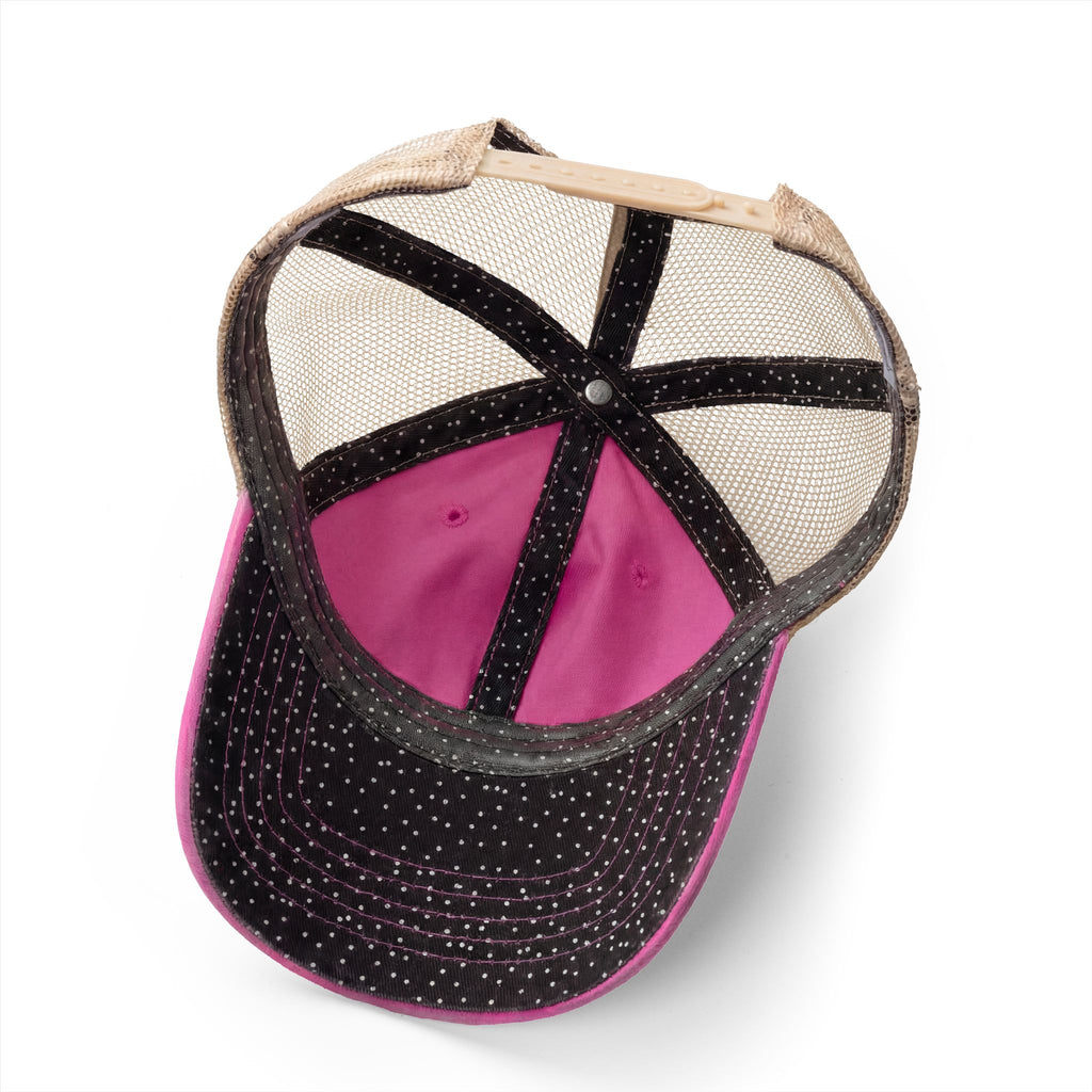 Women Kicking Glass Embroidered Washed Mesh-Back Cap