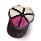 Women Kicking Glass Embroidered Washed Mesh-Back Cap