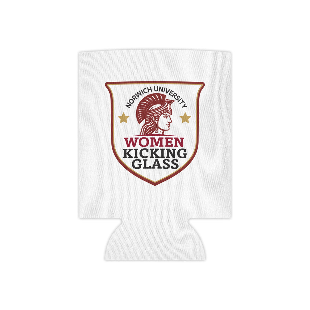 Women Kicking Glass Can Cooler — Norwich University Shield Koozie