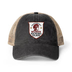 Women Kicking Glass Embroidered Washed Mesh-Back Cap