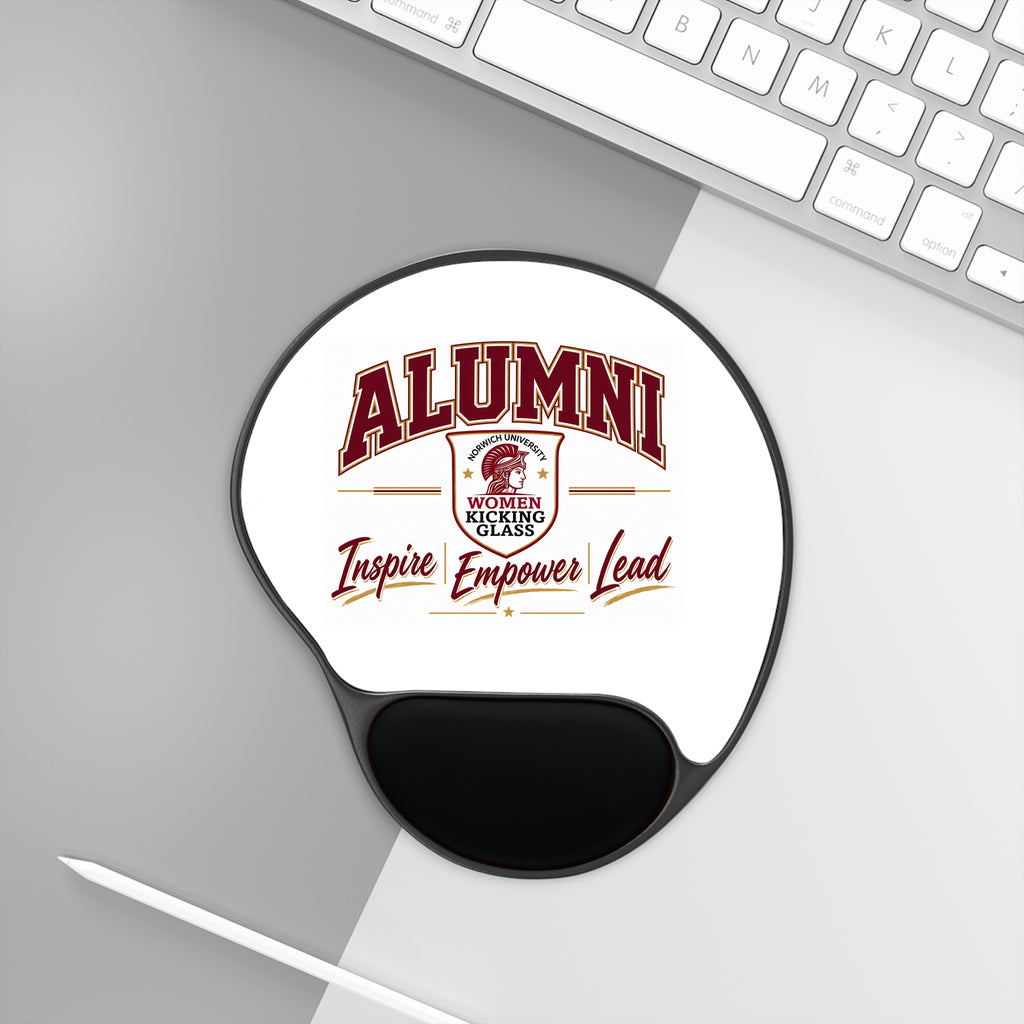Norwich University Women Kicking Glass Alumni Mouse Pad with Wrist Rest – Inspire Empower Lead | Ergonomic Desk Gift