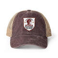 Women Kicking Glass Embroidered Washed Mesh-Back Cap