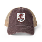 Women Kicking Glass Embroidered Washed Mesh-Back Cap