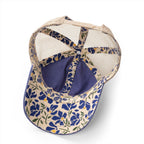 Women Kicking Glass Embroidered Washed Mesh-Back Cap