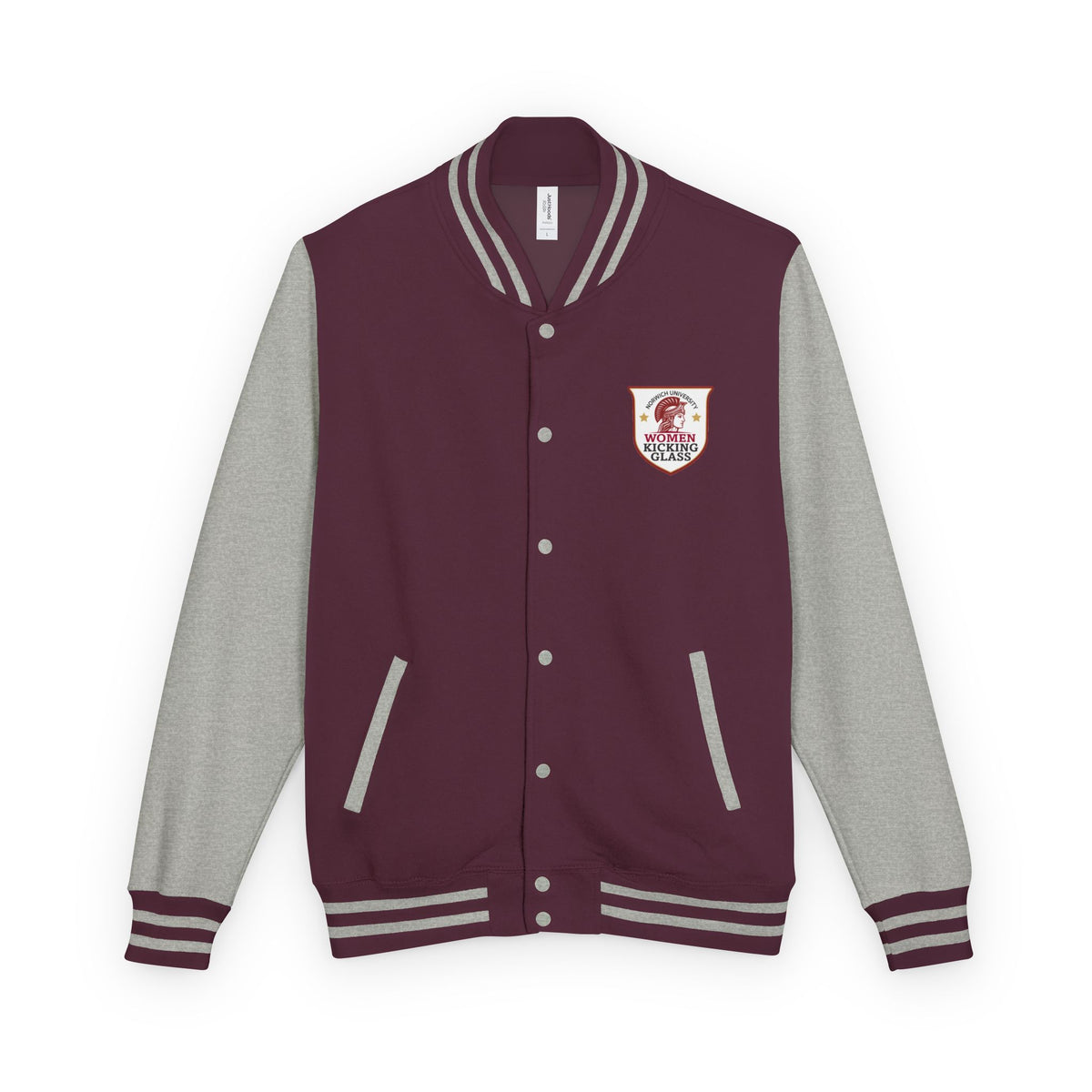 Norwich University Women Kicking Glass Letterman Jacket
