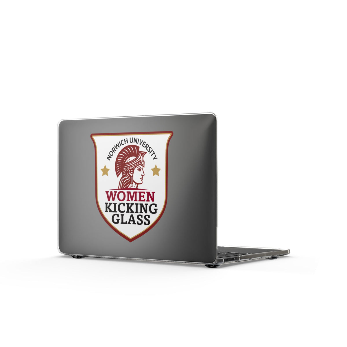 Women Kicking Glass MacBook Case — Clear Empowerment Shield