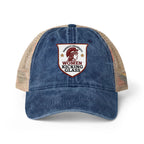 Women Kicking Glass Embroidered Washed Mesh-Back Cap