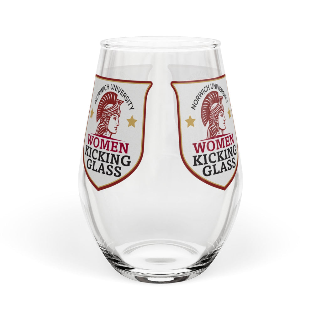 Norwich University Women Kicking Glass Stemless Wine Glass – WKG Shield | 11.75 oz