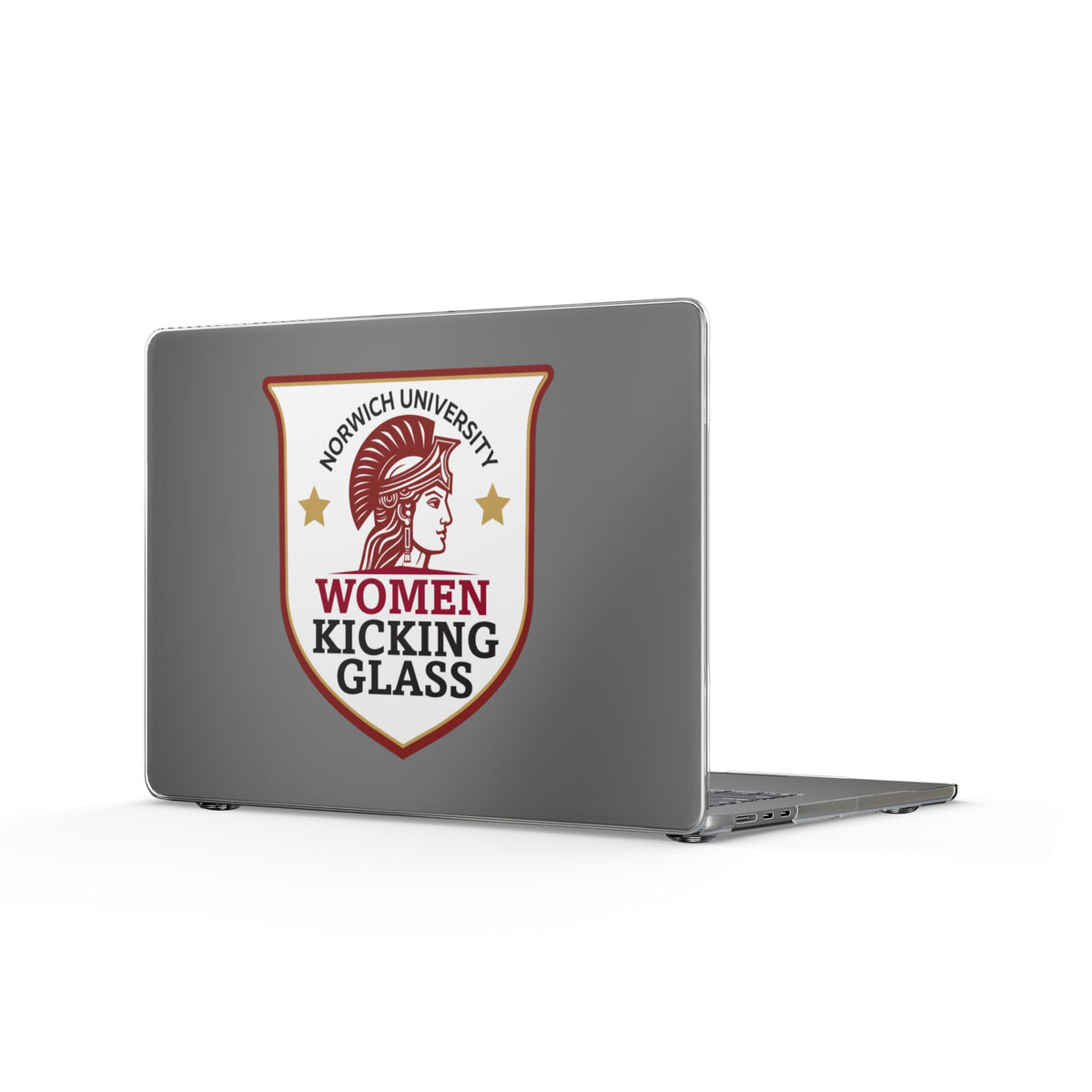 Women Kicking Glass MacBook Case — Clear Empowerment Shield