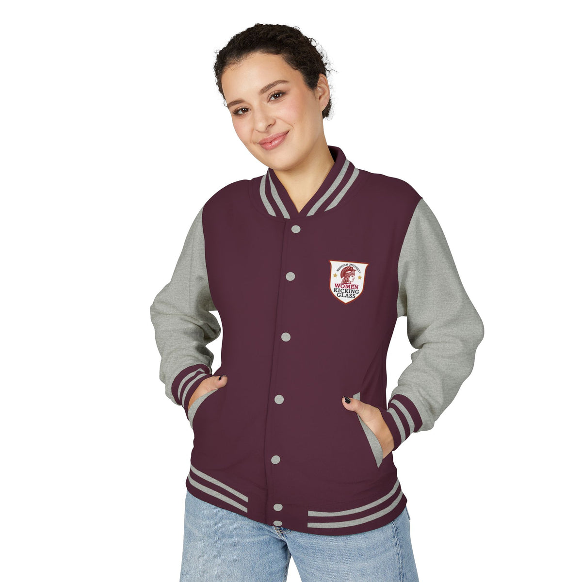 Norwich University Women Kicking Glass Letterman Jacket
