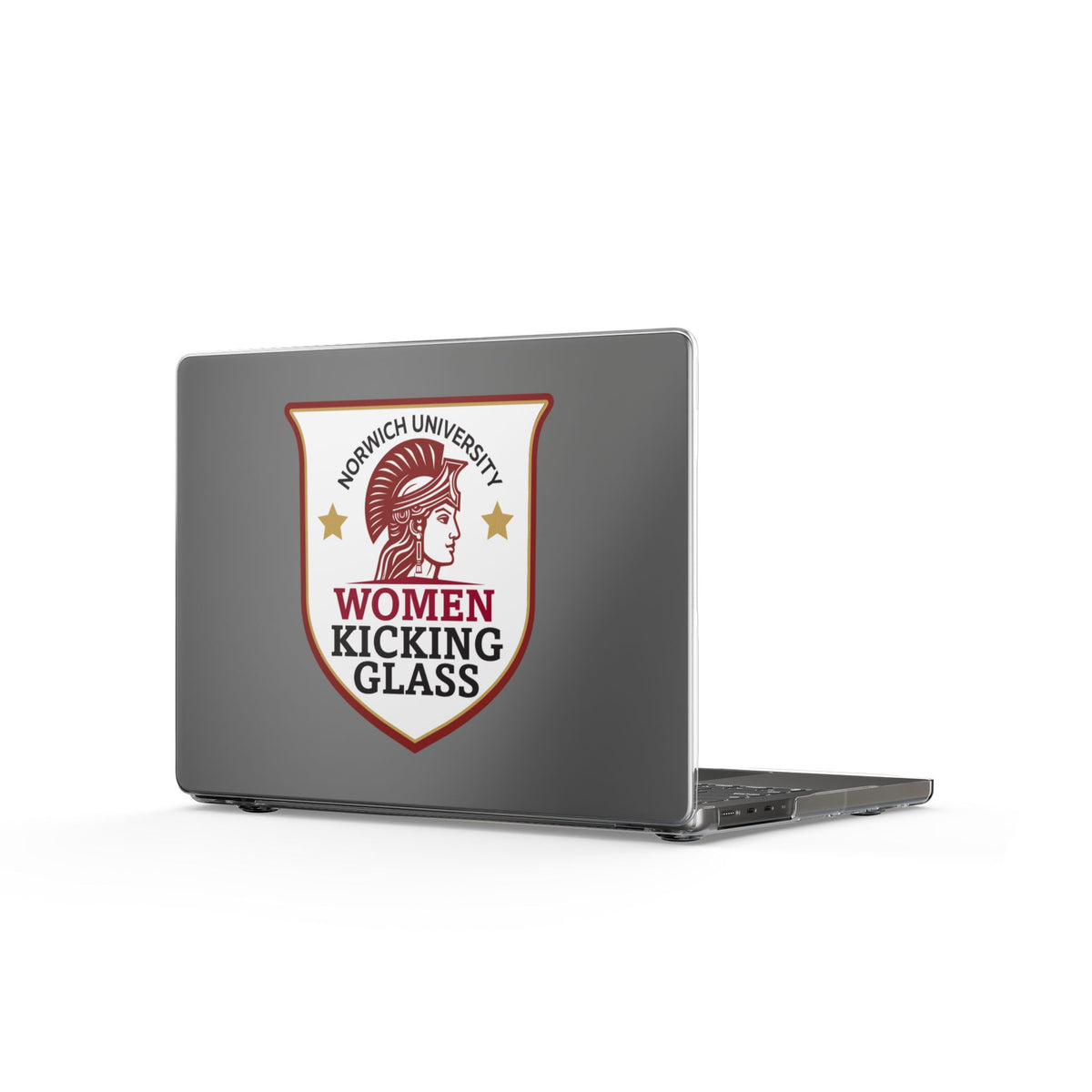 Women Kicking Glass MacBook Case — Clear Empowerment Shield