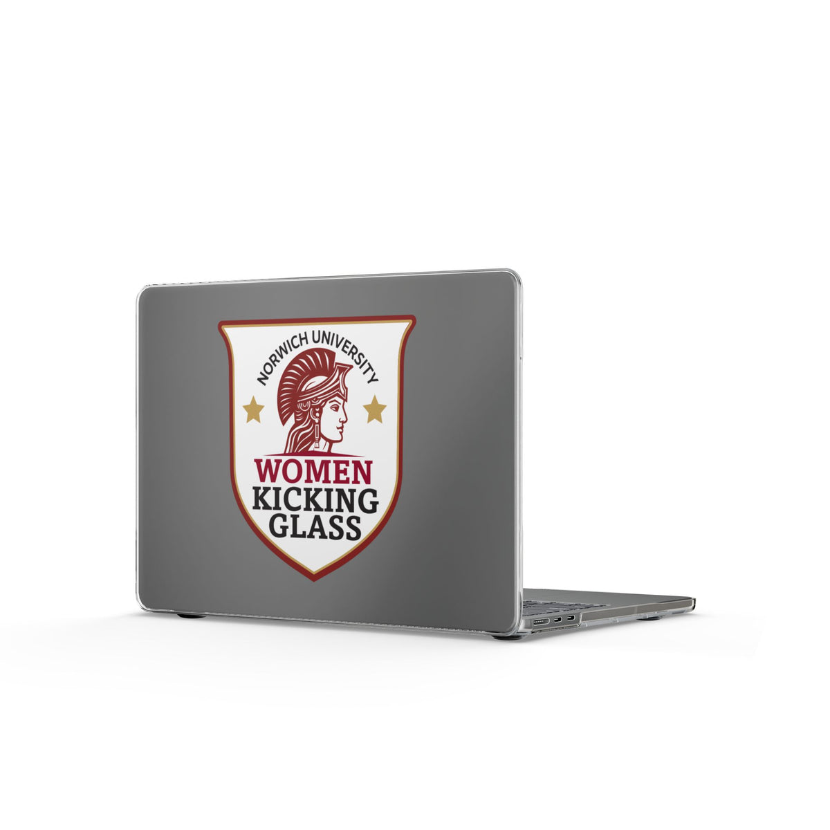 Women Kicking Glass MacBook Case — Clear Empowerment Shield