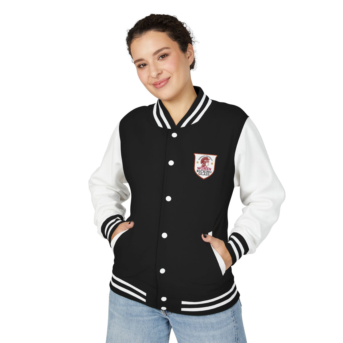 Norwich University Women Kicking Glass Letterman Jacket